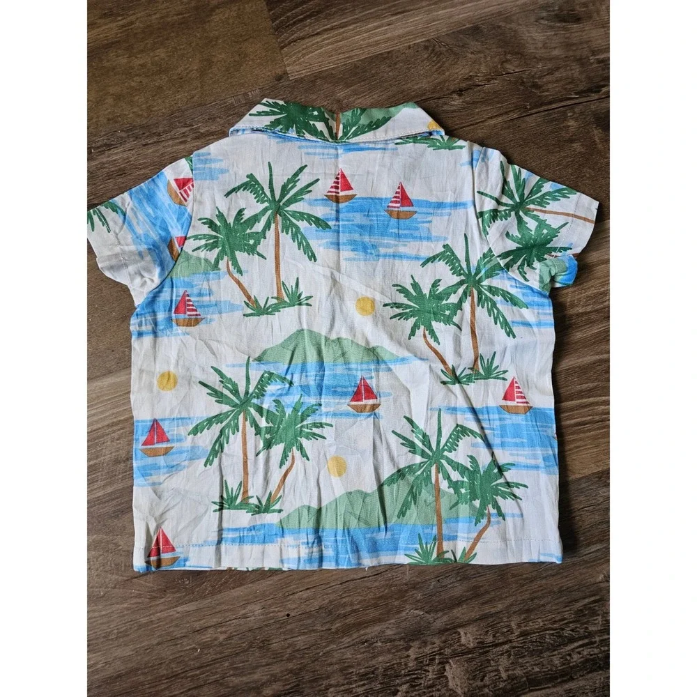 Peter Alexander Baby Tropical Palm Sailboat Shirt Multi 6-12 Months NWT - Picture 2 of 3